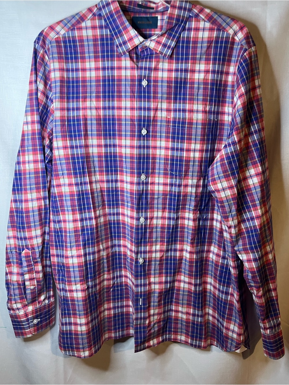 Fairlane Pink & Blue Plaid Long-Sleeve Button-Down Shirt